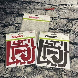 Bo Bunny CHIPBOARD stickers chunky charms Red Black Clear Arrows & Circles